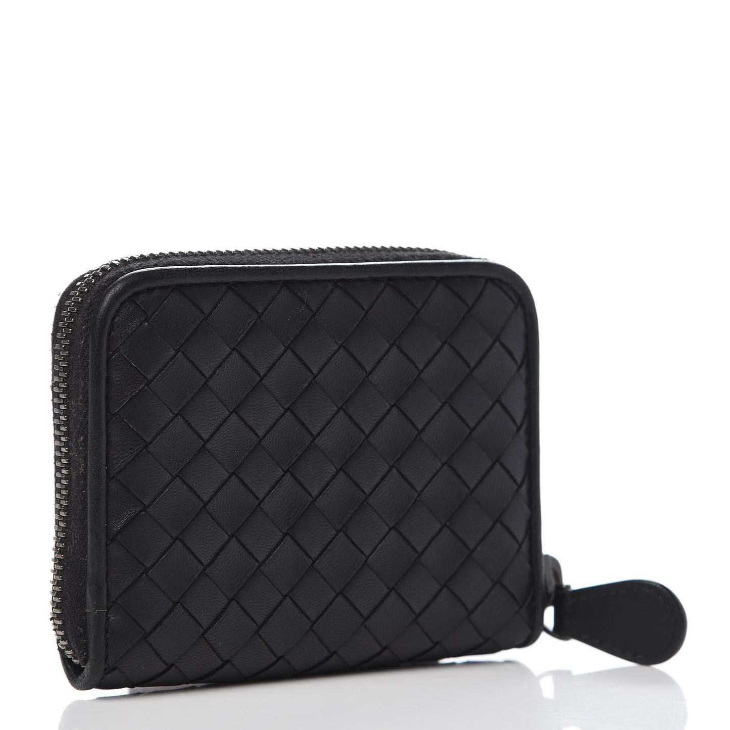 Nappa Intrecciato Zip Around Coin Purse Black