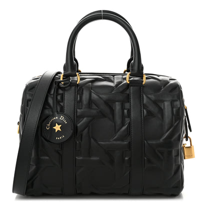 Christian Dior Calfskin Embossed Graphic Cannage Groove 25 Bag Black 1 of 10