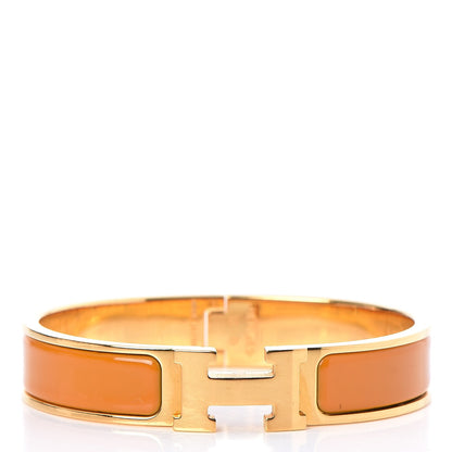 Hermes Enamel Narrow Clic Clac H Bracelet PM Jaune Madras 1 of 6