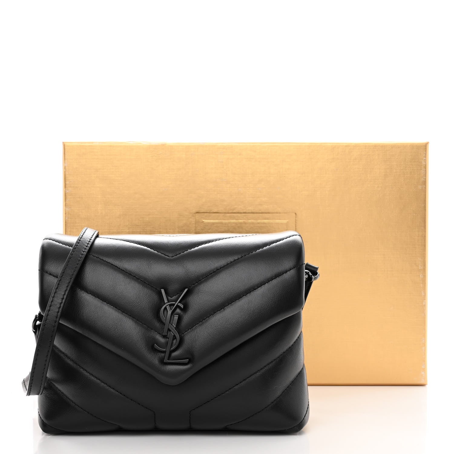 Saint Laurent Calfskin Y Quilted Monogram Monochrome Toy Loulou Crossbody Bag Black 10 of 10