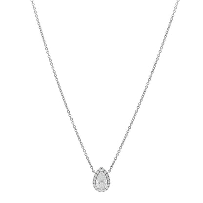 Harry Winston Platinum Diamond .55ct Pear Cut Micropave Pendant Necklace 1 of 6