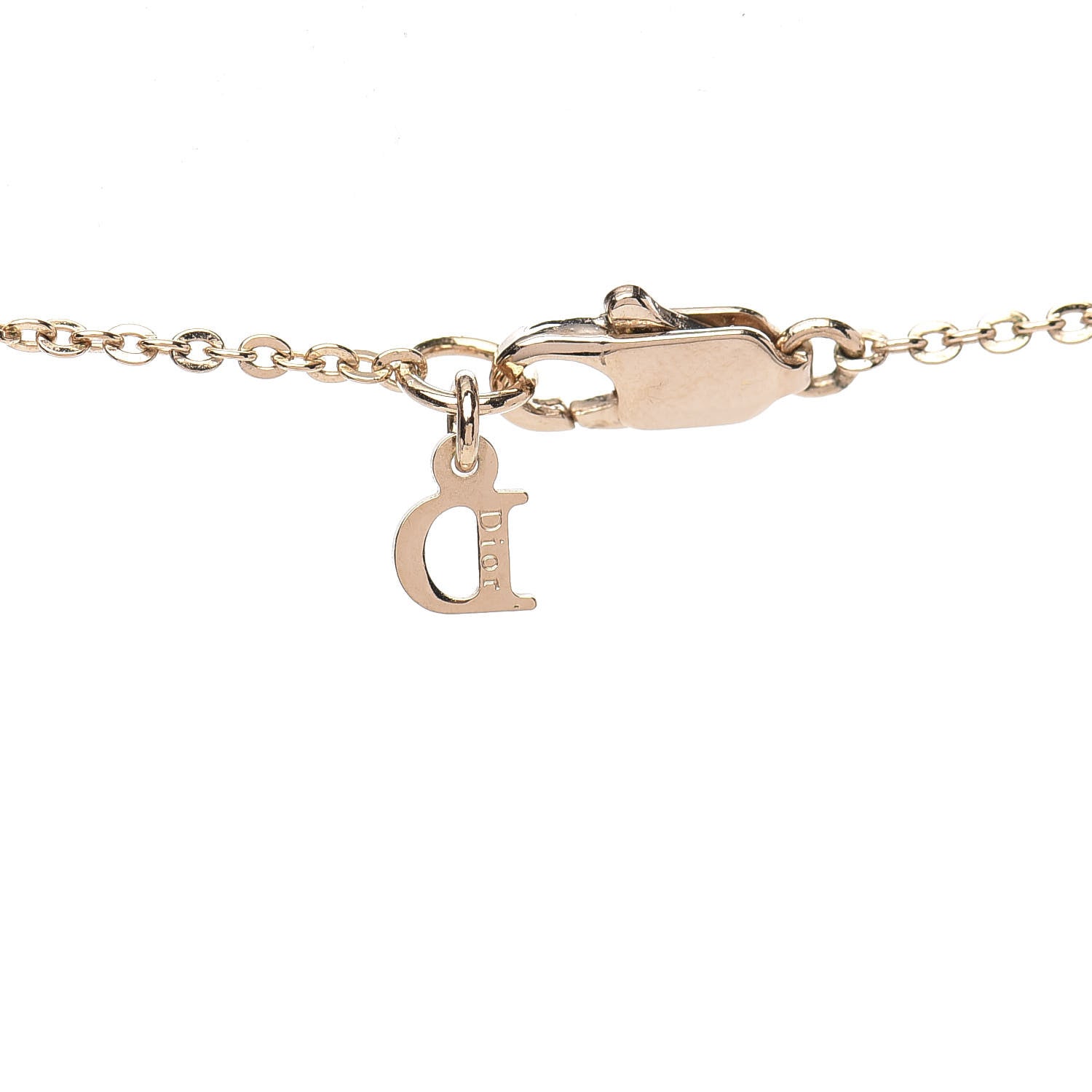Christian Dior Beaded Logo Charm Necklace Gold Pink 4 of 4