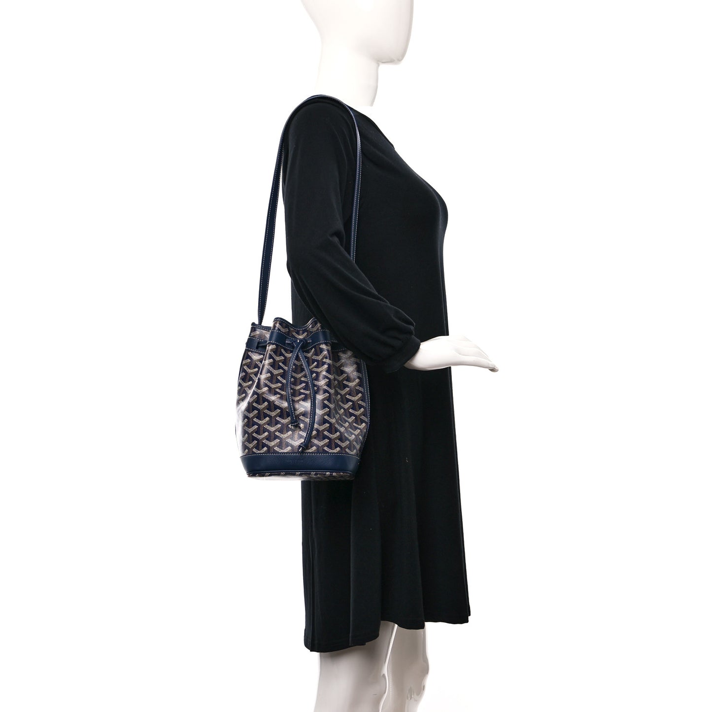 Goyardine Petit Flot Bucket Bag PM Navy