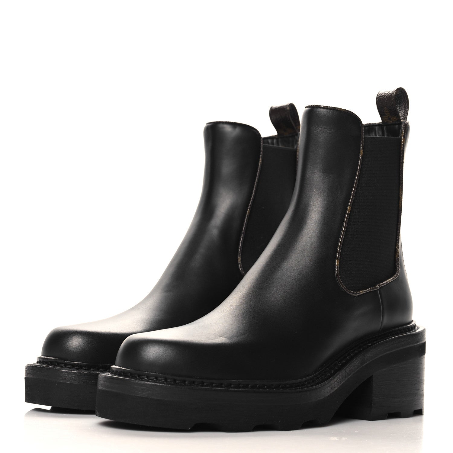 Louis Vuitton Calfskin Monogram Beaubourg Ankle Boots 37.5 Black 4 of 8