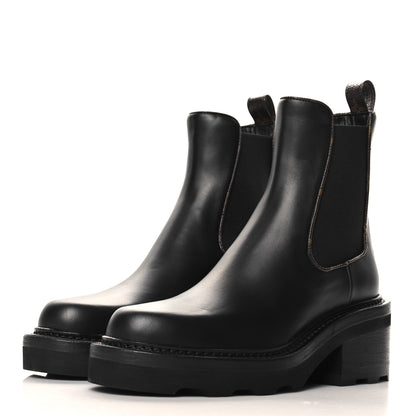 Louis Vuitton Calfskin Monogram Beaubourg Ankle Boots 37.5 Black 4 of 8