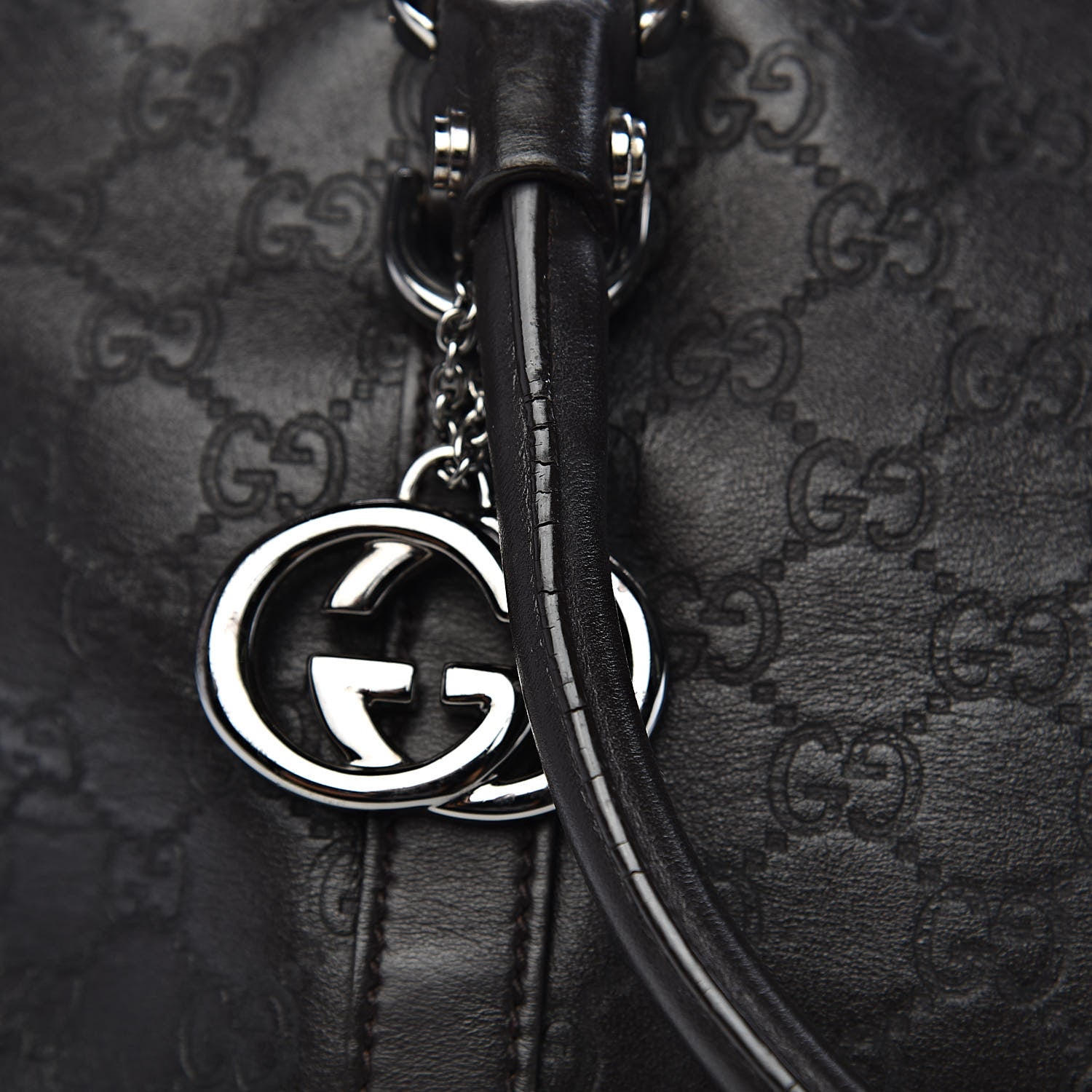 Gucci Guccissima Large GG Charm Convertible Dome Satchel Dark Brown 8 of 15
