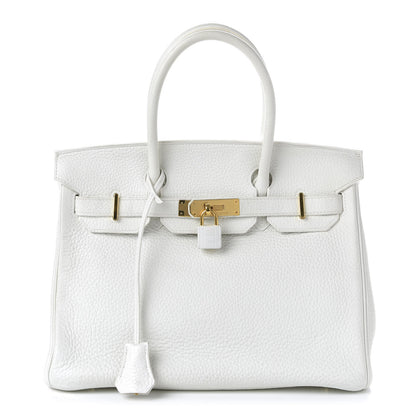 Hermes Taurillon Clemence Birkin 30 White 1 of 10