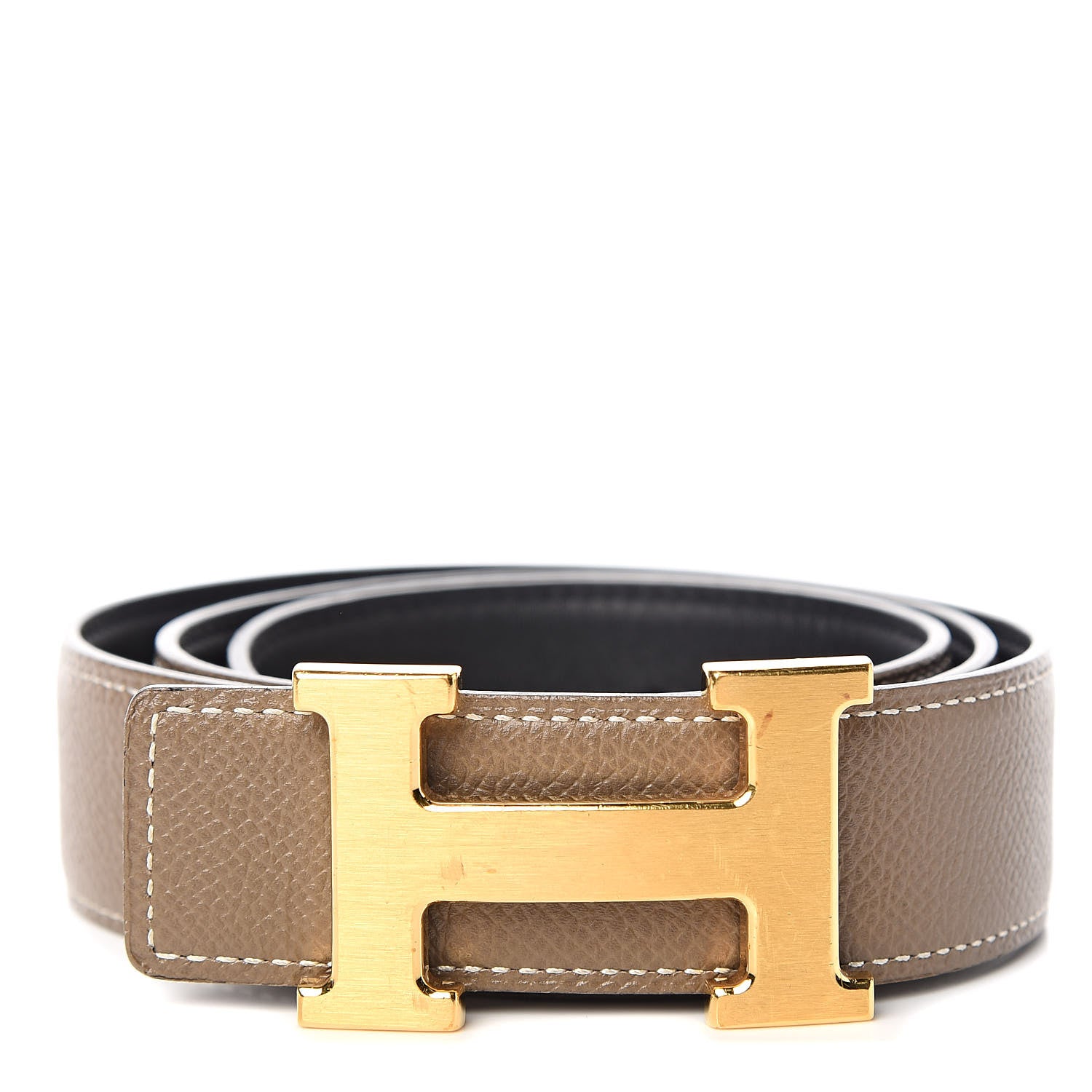 Hermes Swift Epsom 32mm H Belt 75 Black Etoupe 1 of 6