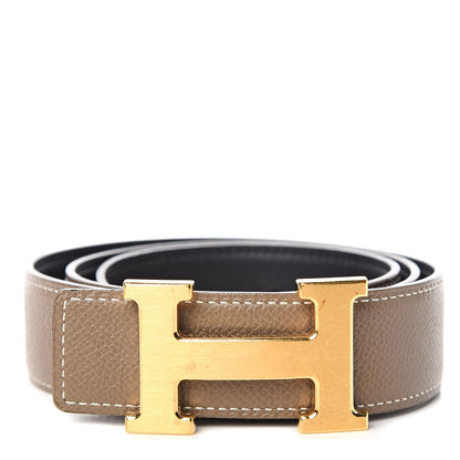 Hermes Swift Epsom 32mm H Belt 75 Black Etoupe 1 of 6