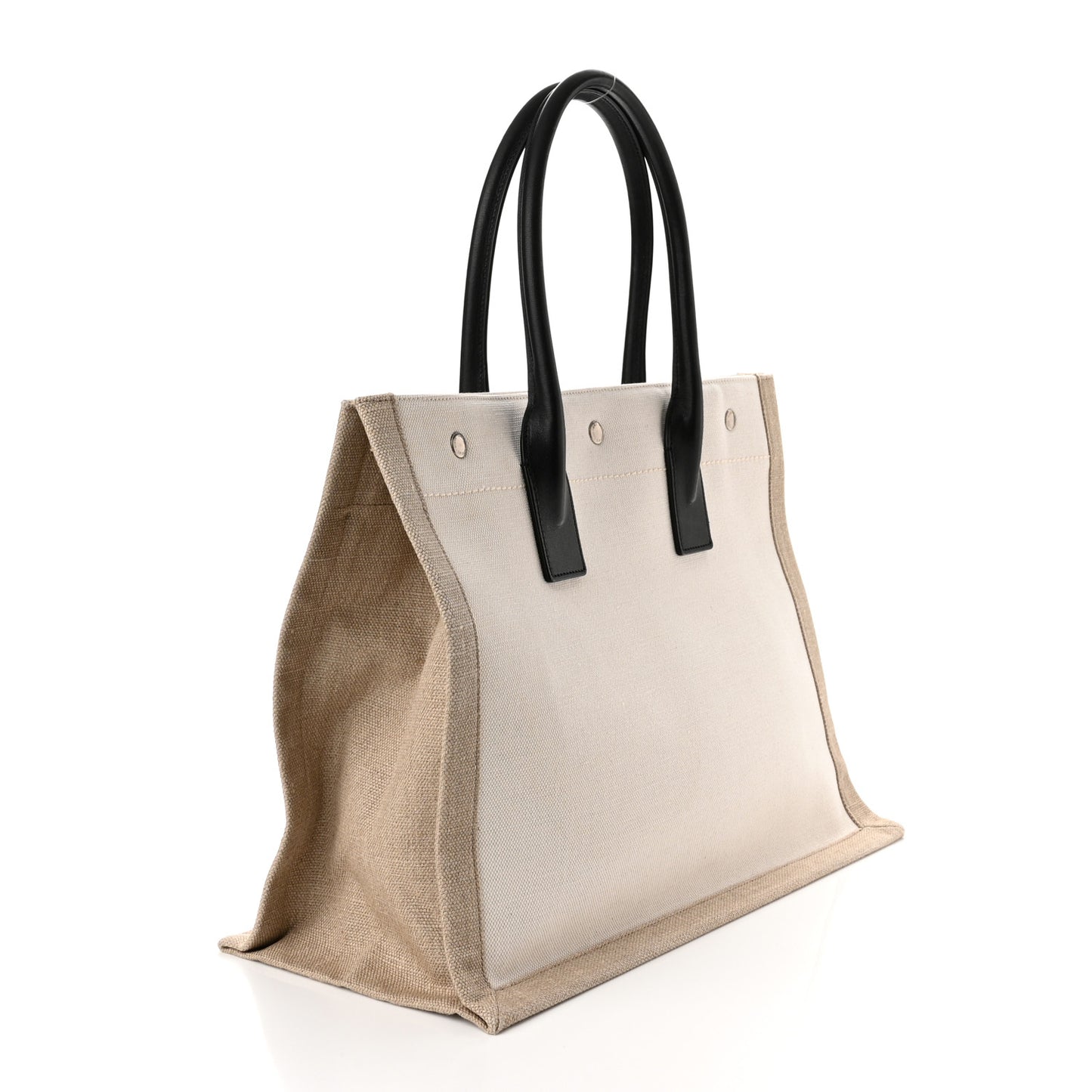Linen Calfskin Small Rive Gauche Tote Greggio Natural