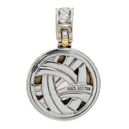 David Yurman Sterling Silver 18K Yellow Gold Diamond Smoky Quartz 14mm Cerise Pendant 3 of 3