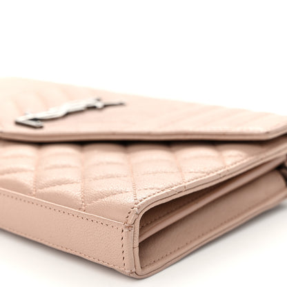 Saint Laurent Sheepskin Tri-Quilt Monogram Envelope Chain Wallet Dark Beige 10 of 12