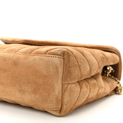 Saint Laurent Suede Calfskin Y Quilted Monogram Small Loulou Chain Satchel Cinnamon 10 of 11