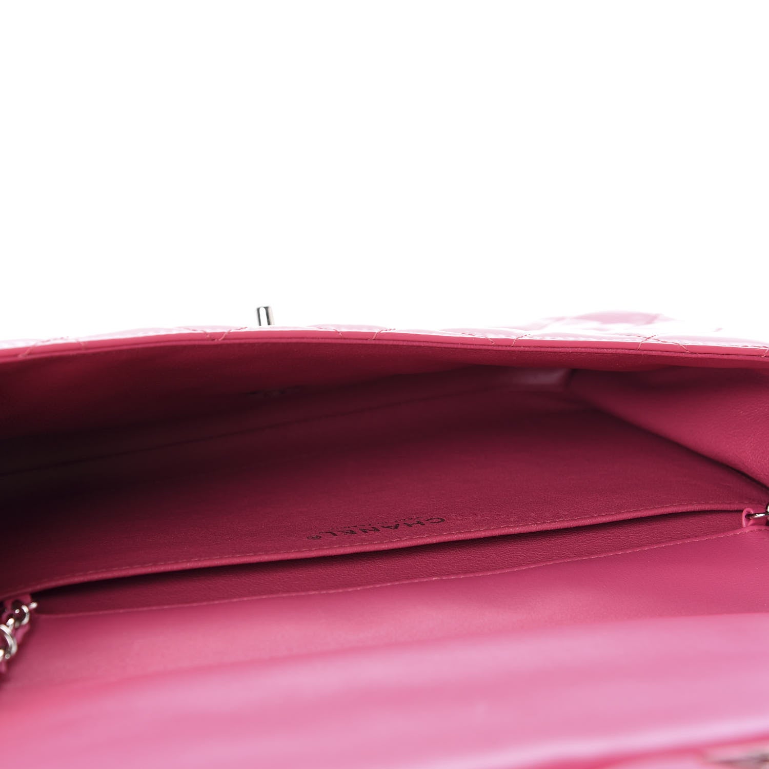 Chanel Patent Quilted Clutch With Chain Flap Fuchsia 5 of 10