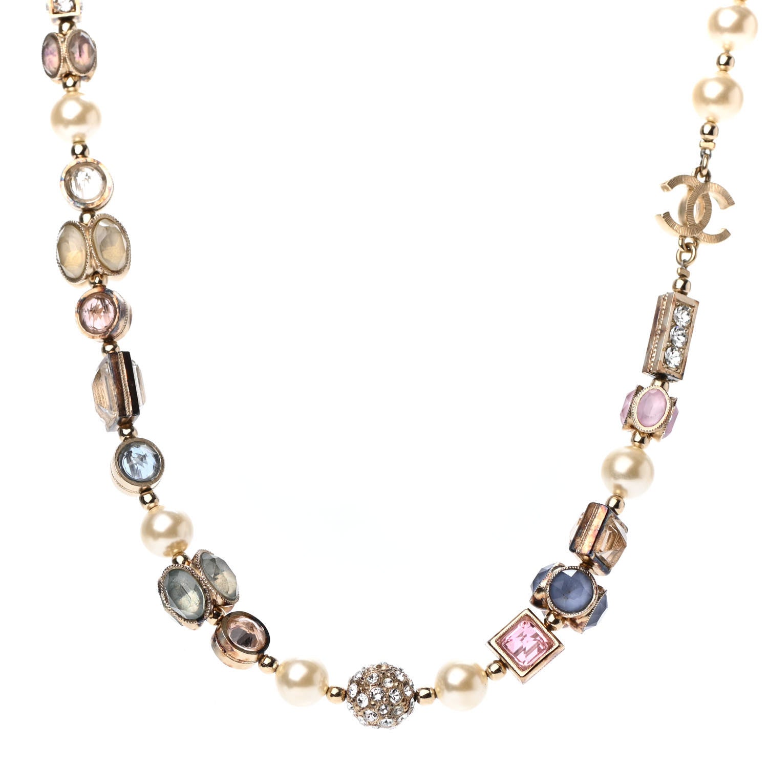 Chanel Crystal Pearl CC Choker Necklace Gold Multicolor 1 of 4
