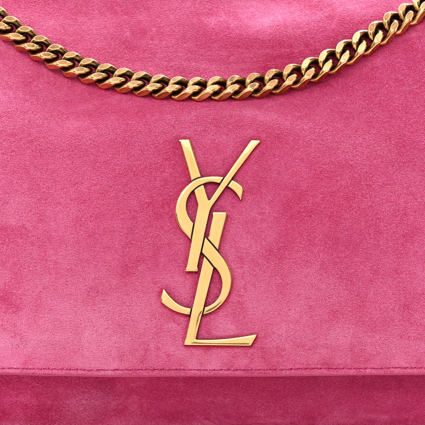 Smooth Calfskin Suede Medium Reversible Monogram Kate Satchel Rose Rubis