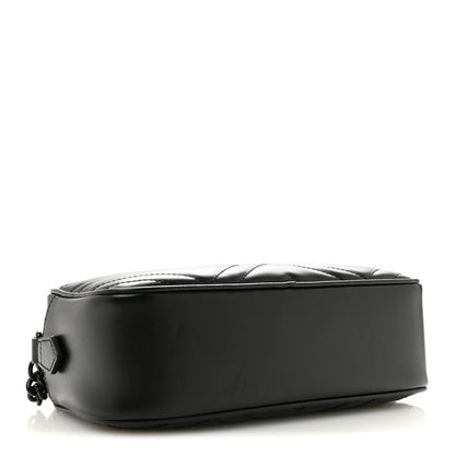 Gucci Calfskin Matelasse Monochrome Small GG Marmont Chain Shoulder Bag Black 4 of 10