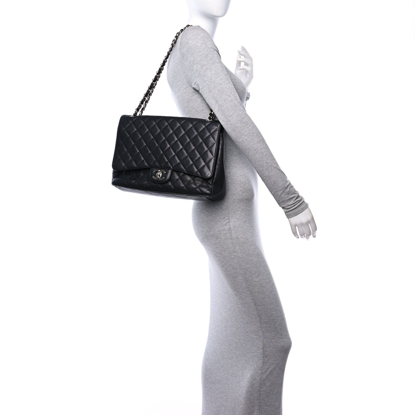 Caviar Quilted Maxi Double Flap Black