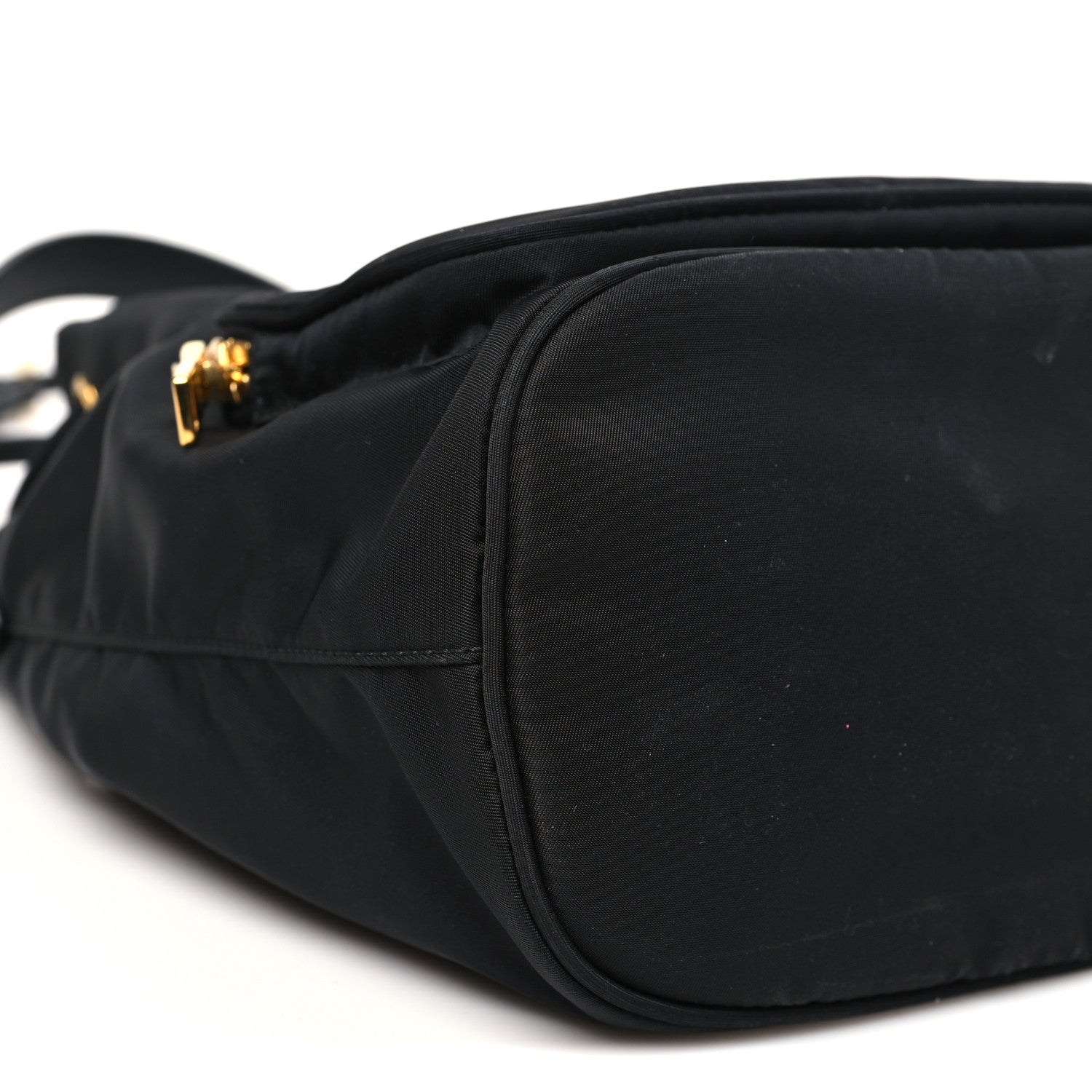 Prada Saffiano Tessuto Nylon Mini Bucket Crossbody Bag Black 9 of 10