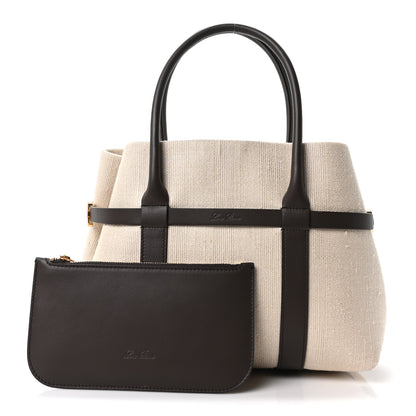 Loro Piana Silk Calfskin Small Ghiera Shopper Tote Milk Amber Dark Chocolate Licorice 3 of 10