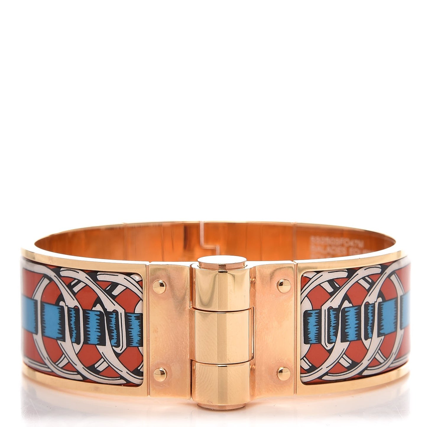 Enamel Printed Wide Balades Equestres Hinged Bracelet M