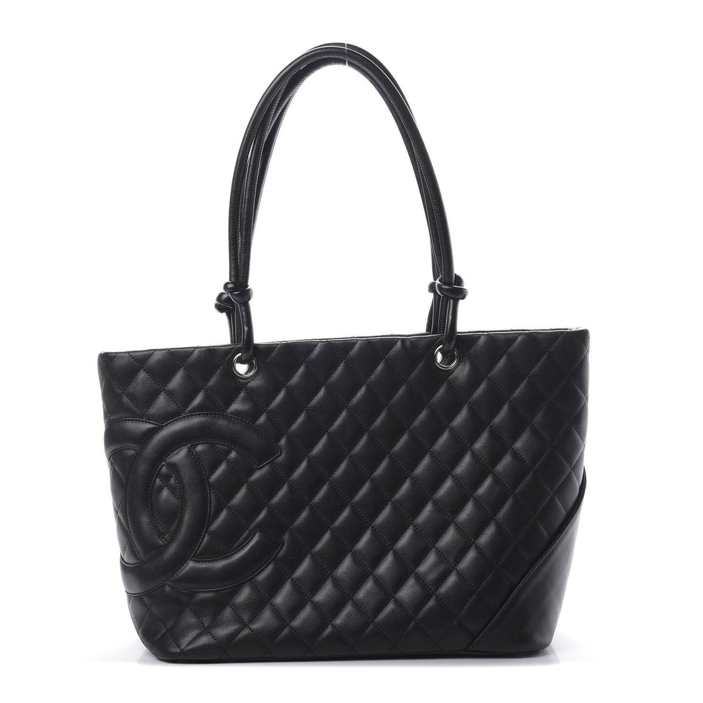 Calfskin Quilted Large Cambon Tote Black