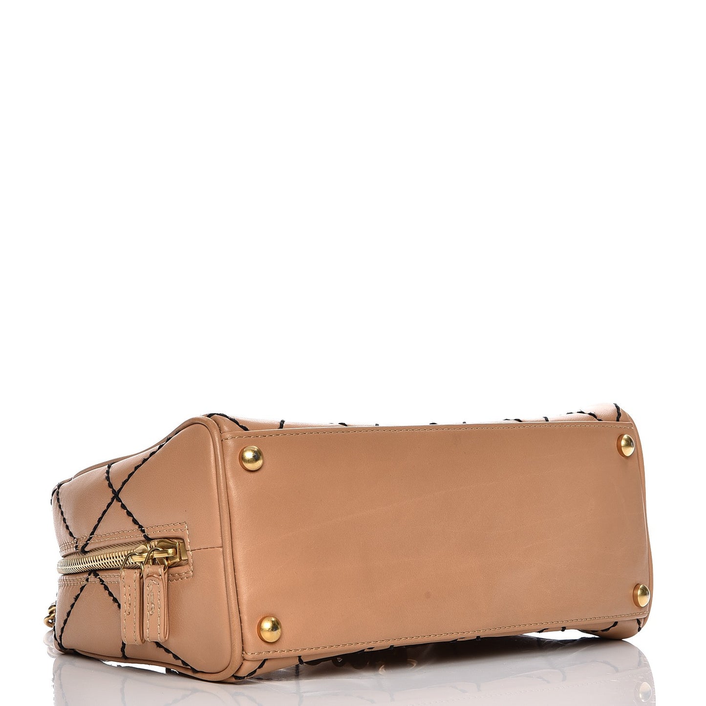 Calfskin Quilted Wild Stitch Bag Beige