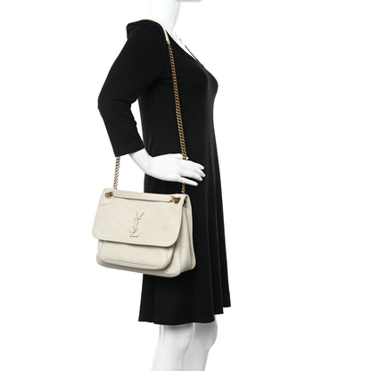 Saint Laurent Lambskin Matelasse Monogram Medium Niki Chain Satchel Ivory 2 of 19