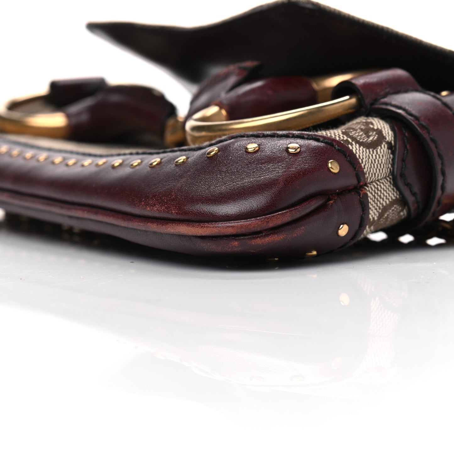 Monogram Studded Horsebit Clutch Bordeaux