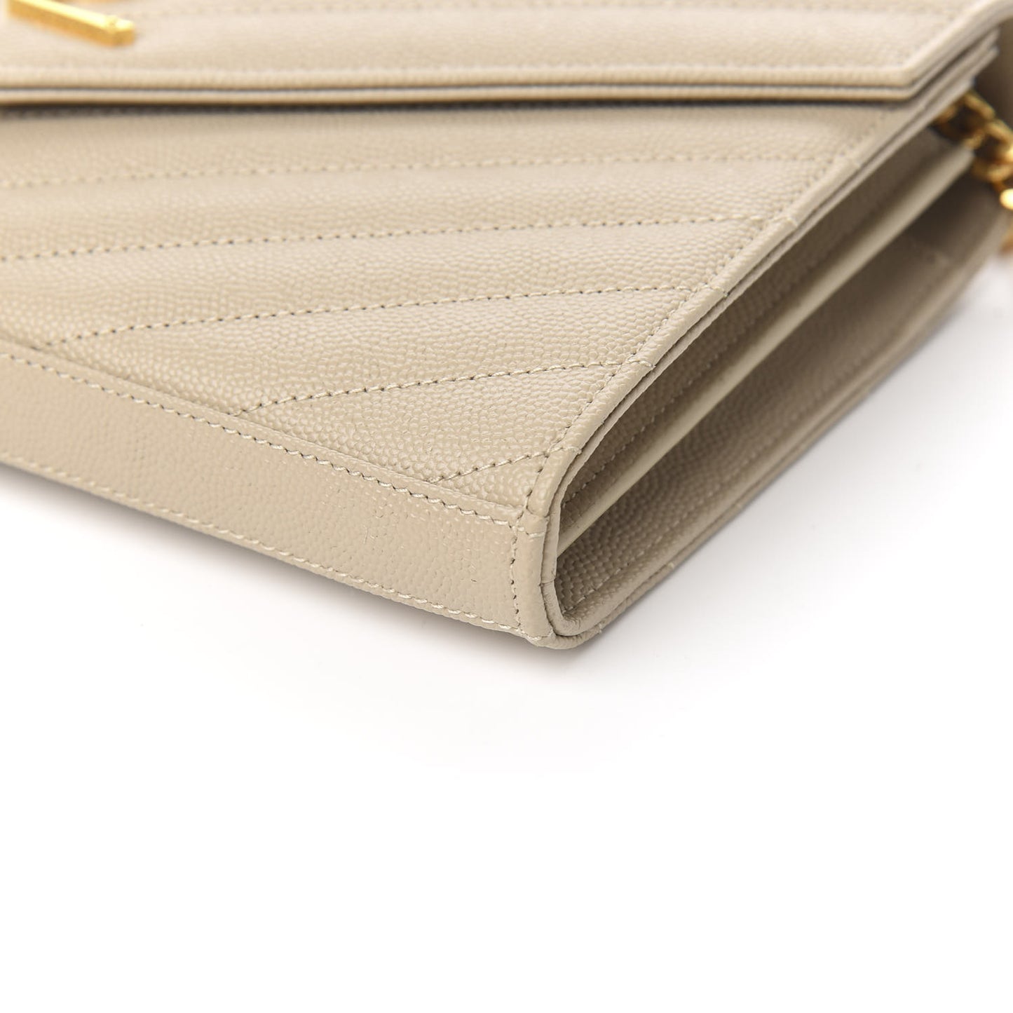 Grain De Poudre Matelasse Monogram Chain Wallet Sea Salt