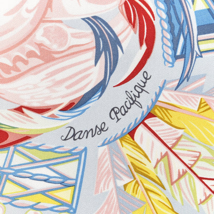 Hermes Silk Danse Pacifique Scarf 90 Bleu Ciel Vert Jaune Vif 3 of 6
