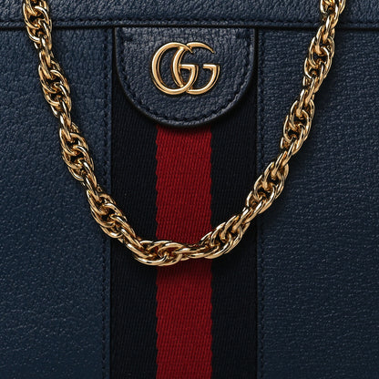 Gucci Textured Calfskin Web Small Ophidia Chain Shoulder Bag Blue Agata 9 of 11