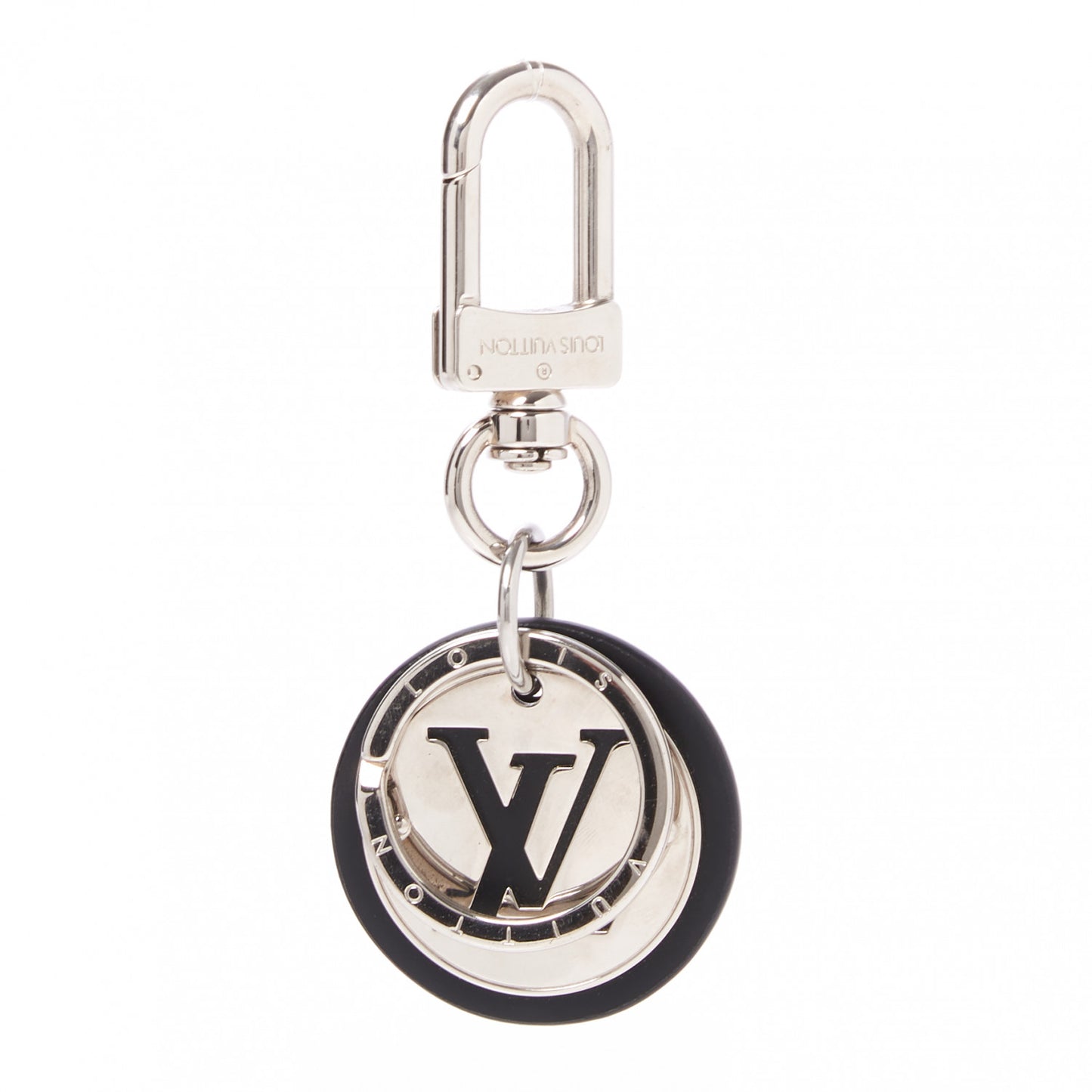 LV Cut Circle Key Holder Silver