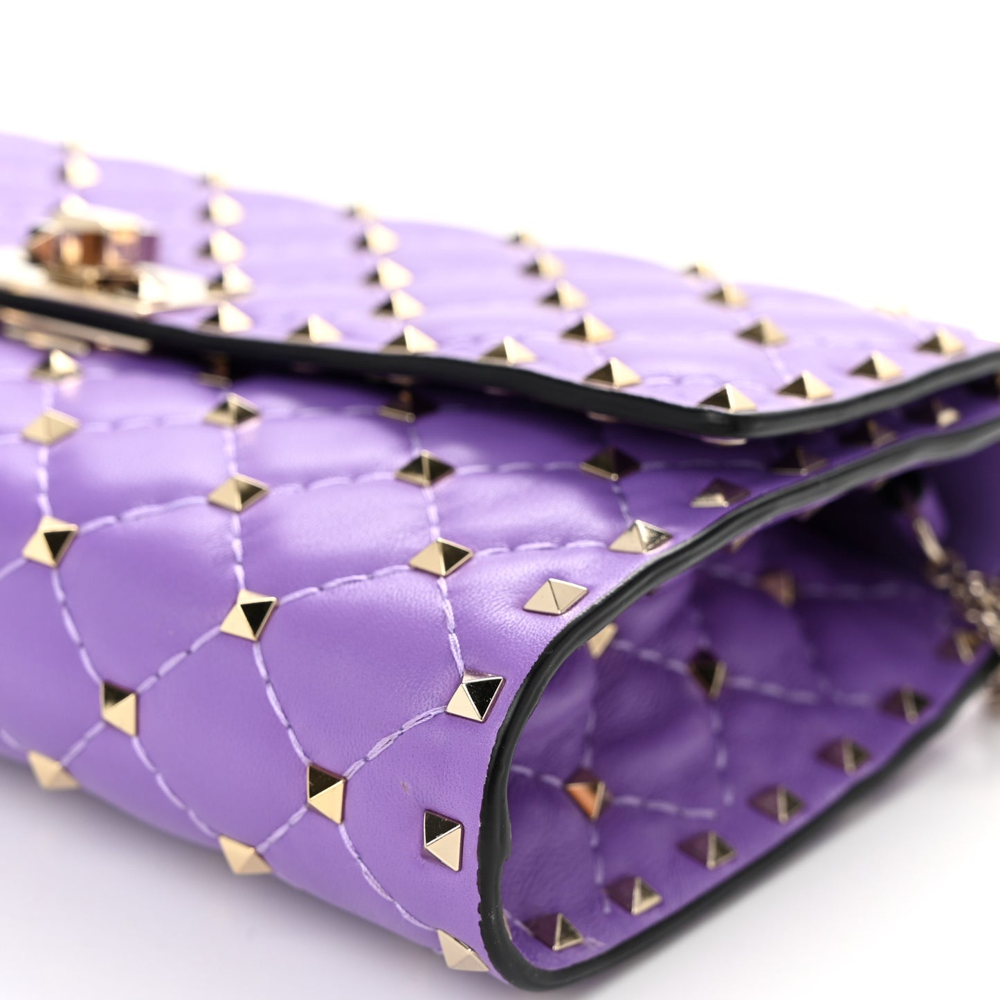 Nappa Rockstud Spike Wallet on Chain Purple