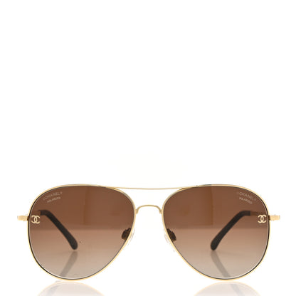 Chanel Metal Polarized Aviator CC Sunglasses 4189-T-Q Brown 2 of 6