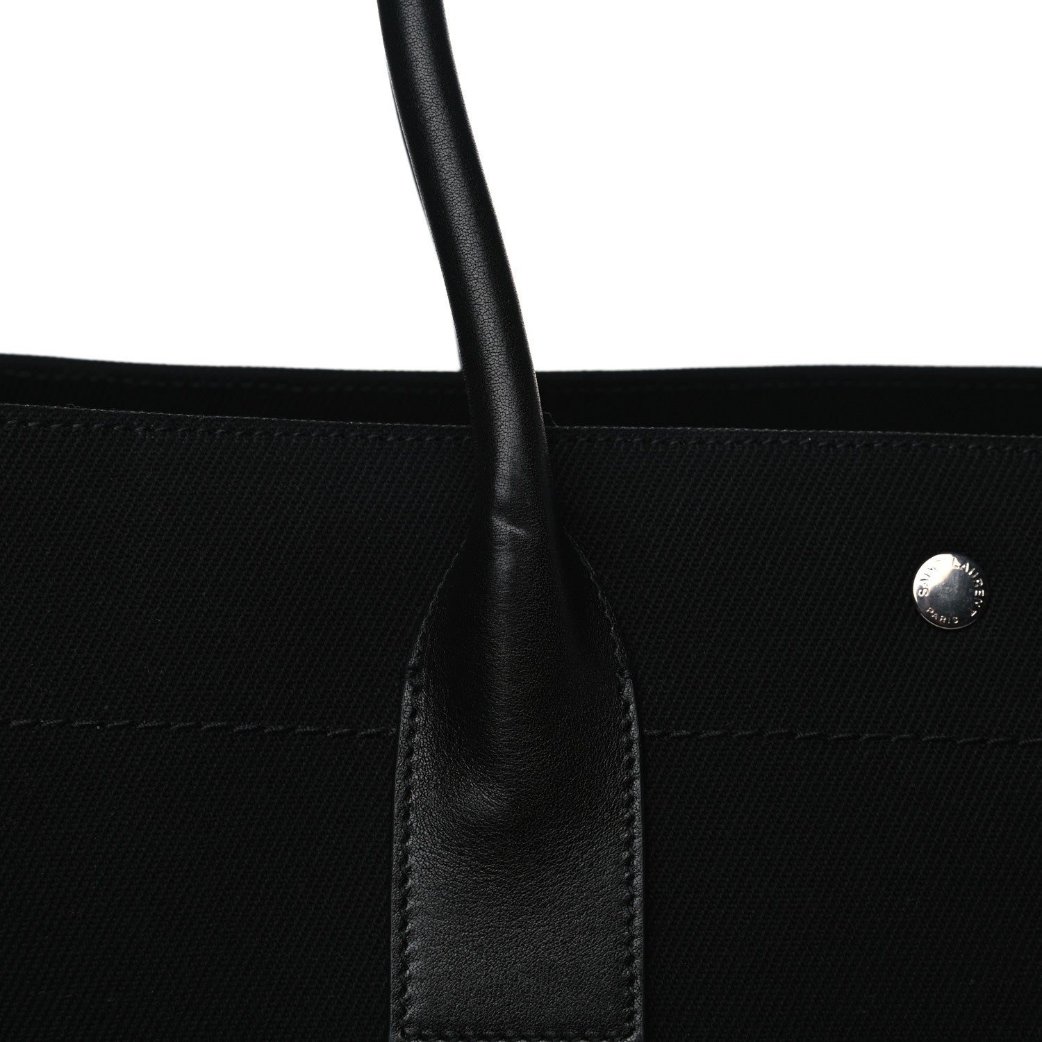 Saint Laurent Linen Calfskin Rive Gauche Tote Black 6 of 7