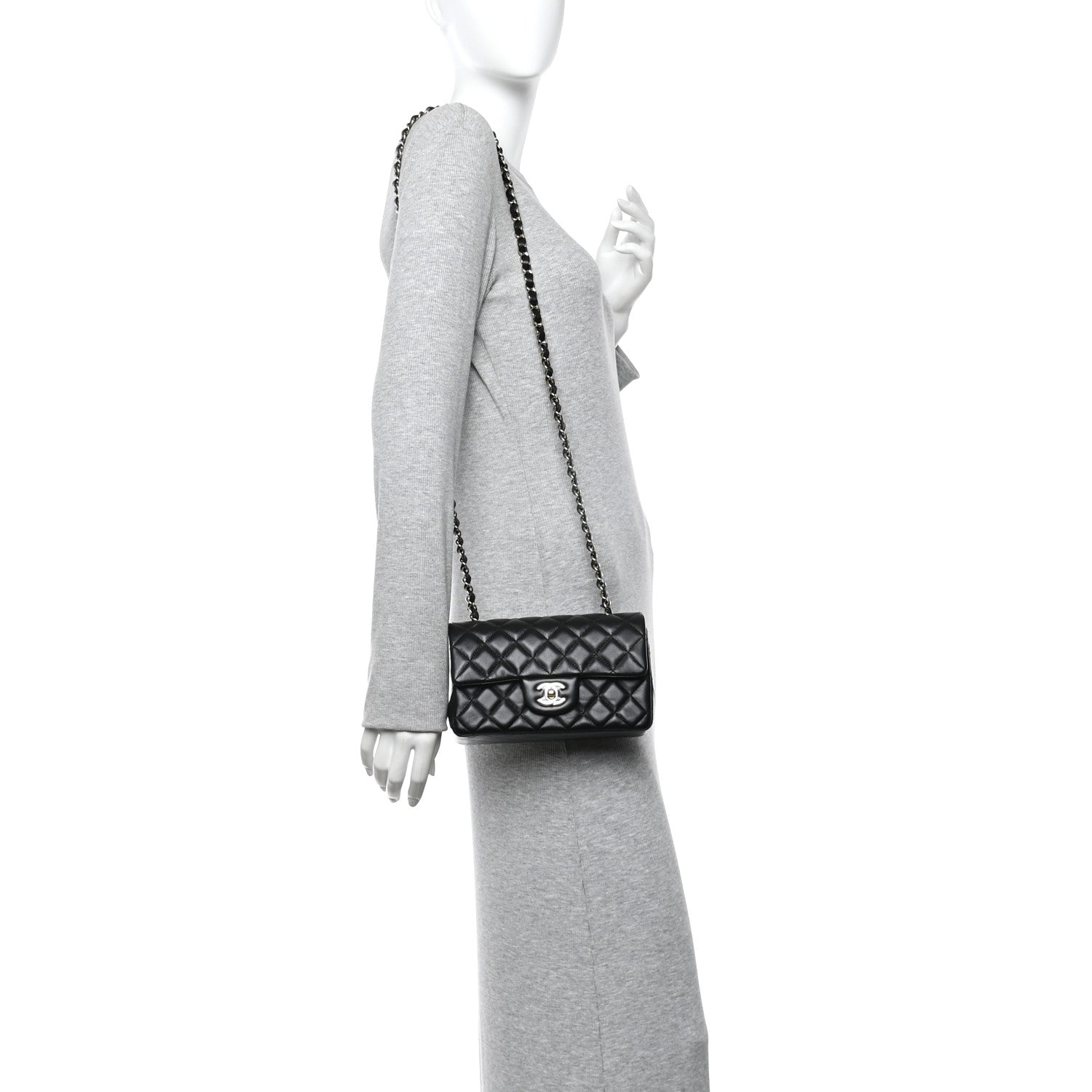 Chanel Lambskin Quilted Mini Rectangular Flap Black 2 of 10