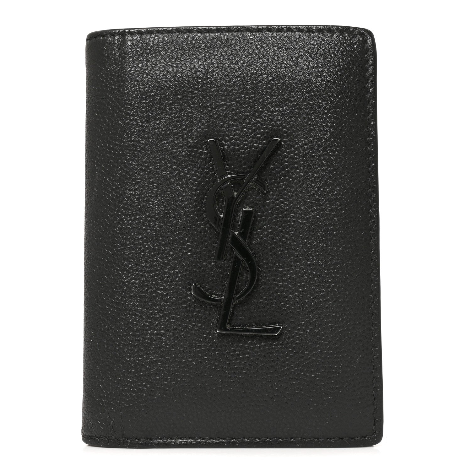 Saint Laurent Grain De Poudre Monogram Bi-Fold Wallet Black 1 of 7