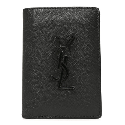Saint Laurent Grain De Poudre Monogram Bi-Fold Wallet Black 1 of 7
