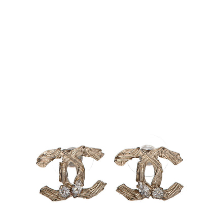 Chanel Crystal Textured CC Earrings Gold 1 of 4