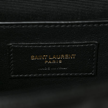Saint Laurent Grain De Poudre Textured Mixed Matelasse Triquilt Medium Monogram Satchel Black 6 of 8
