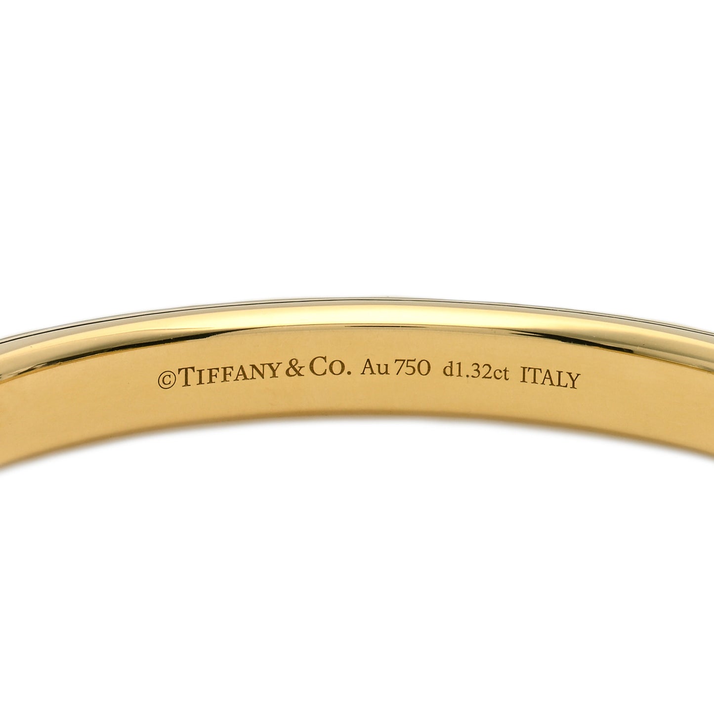 18K Yellow White Gold Diamond Tiffany Lock Half Pave Bangle Bracelet