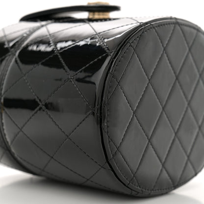 Chanel Patent Quilted Round Clutch With Chain Black 9 of 10