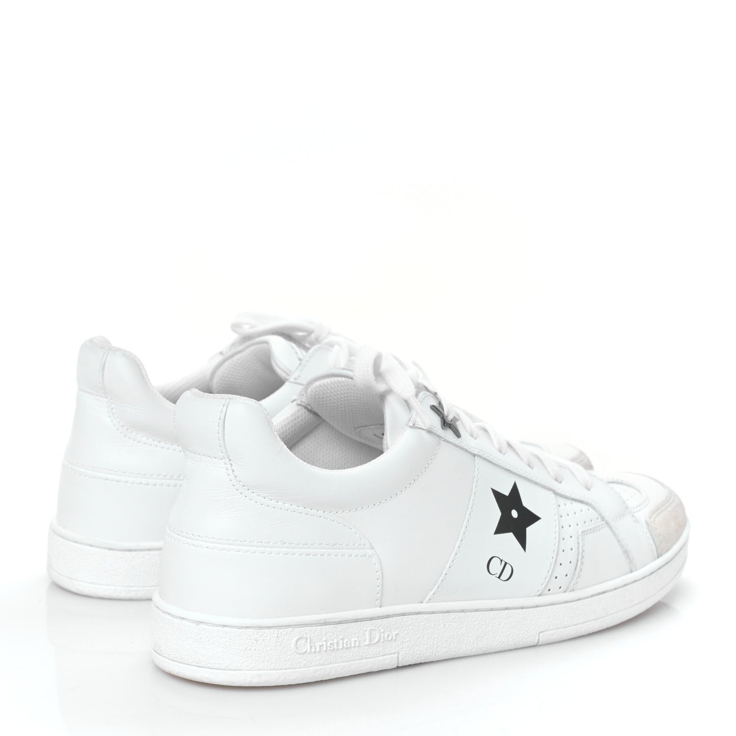 Calfskin Suede Dior Star Low Top Sneakers 36 White