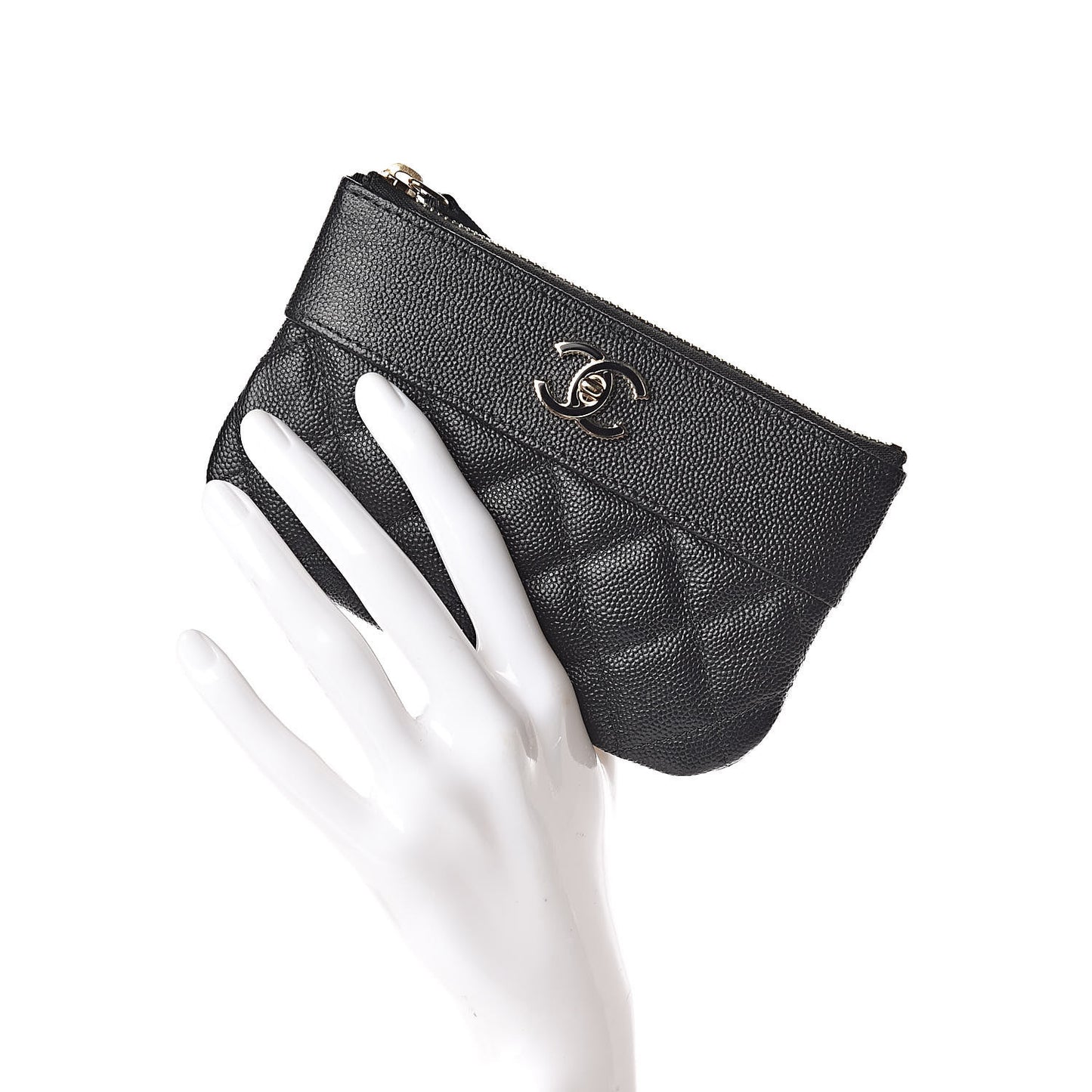 Caviar Quilted Small Vintage Mademoiselle Cosmetic Case Black