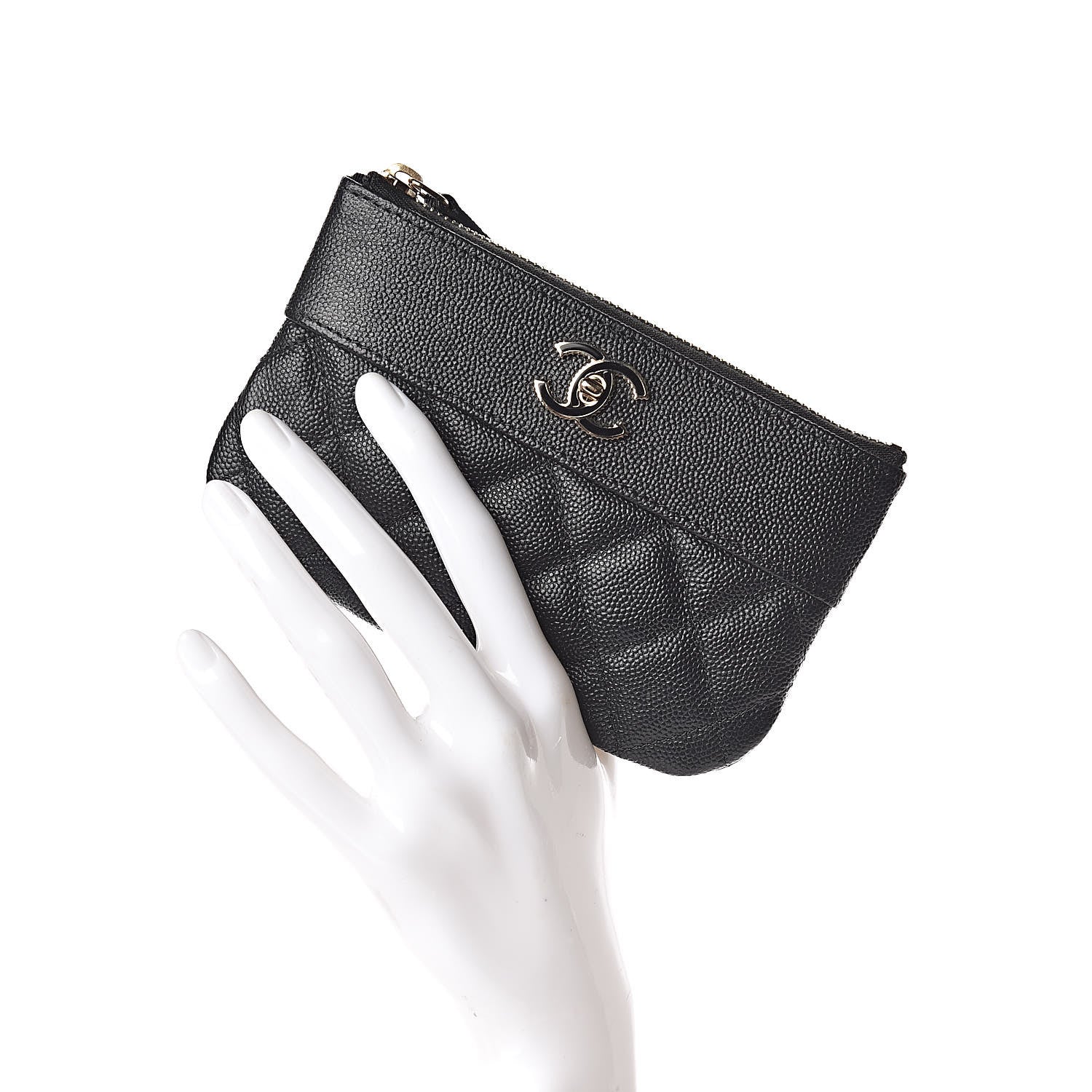 Chanel Caviar Quilted Small Vintage Mademoiselle Cosmetic Case Black 2 of 8