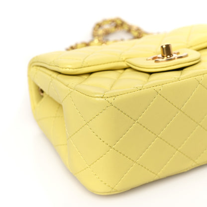 Chanel Lambskin Quilted Mini Square Flap Yellow 7 of 9