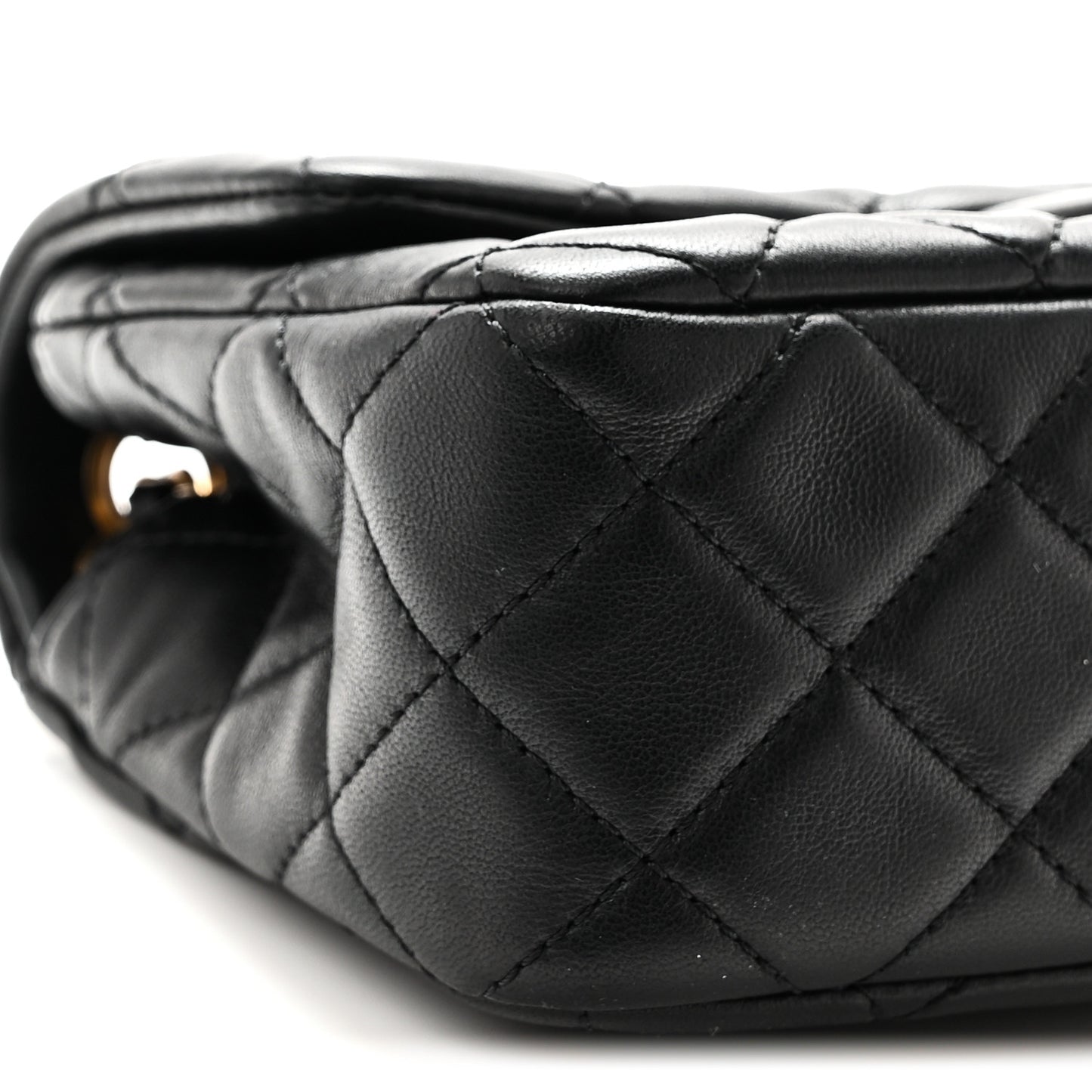 Lambskin Quilted Mini Rectangular Pearl Crush Flap Black