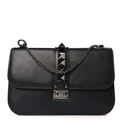 Valentino Garavani Vitello Medium Glam Lock Rockstud Flap Black 1 of 8