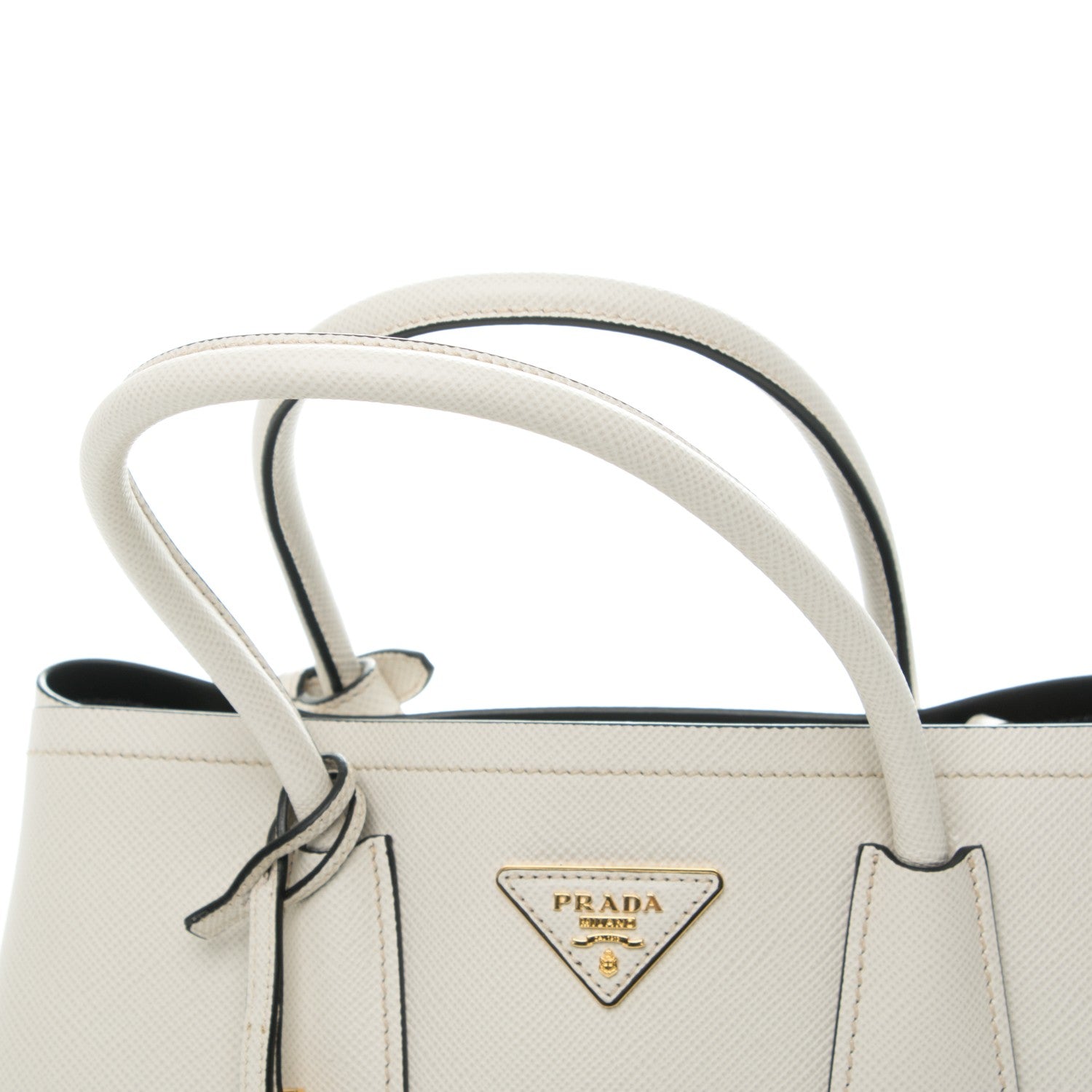 Prada Saffiano Cuir Small Double Bag Talco Nero Black 9 of 9